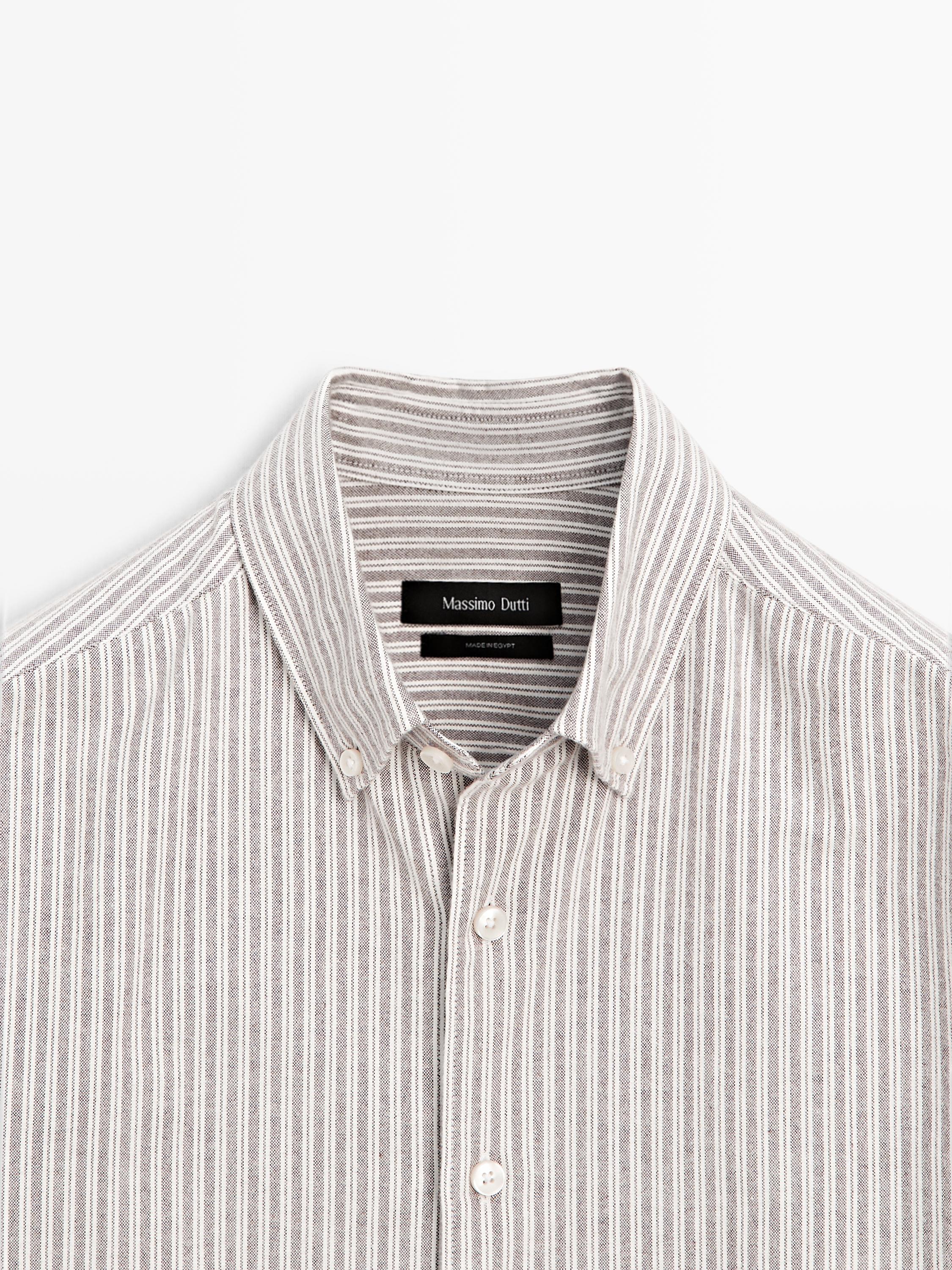 Chemise oxford à rayures 100 % coton
